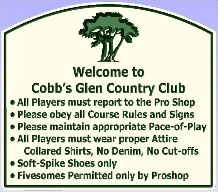 Cobb's Glen Country Club welcome sign